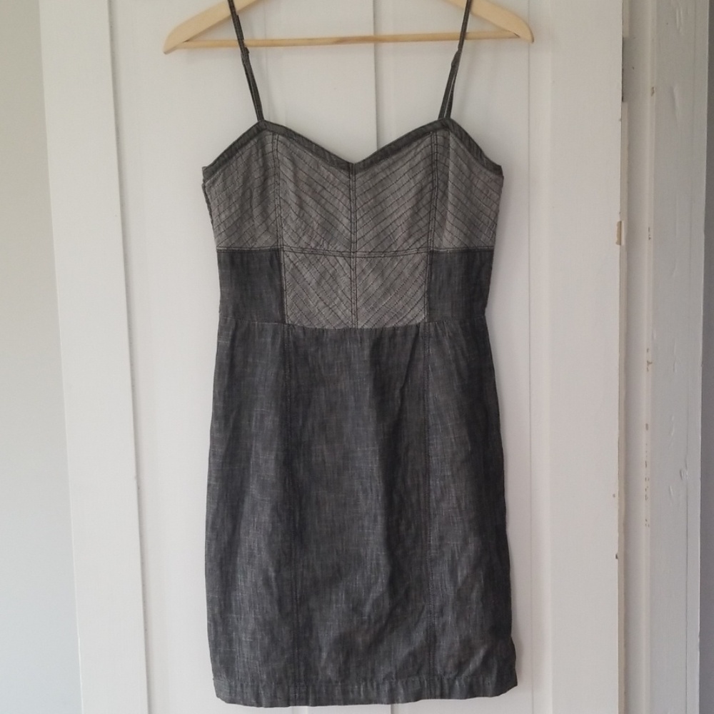 Fitted grey denim dress